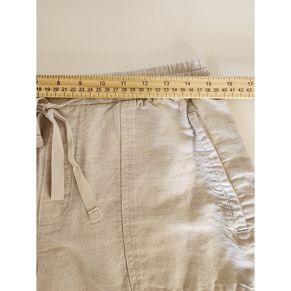 GAP Tan Linen- Cotton Blend Beachy Lightweight Pull On Drawstring Shorts SZ M - Picture 6 of 7